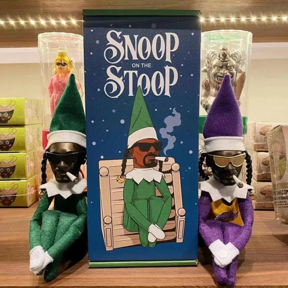 Snoop on A Stoop Christmas Elf Doll Spy on A Bent Christmas Elf Doll Home Decoration New Year Figure Gift Toy Hip Hop Party Toy