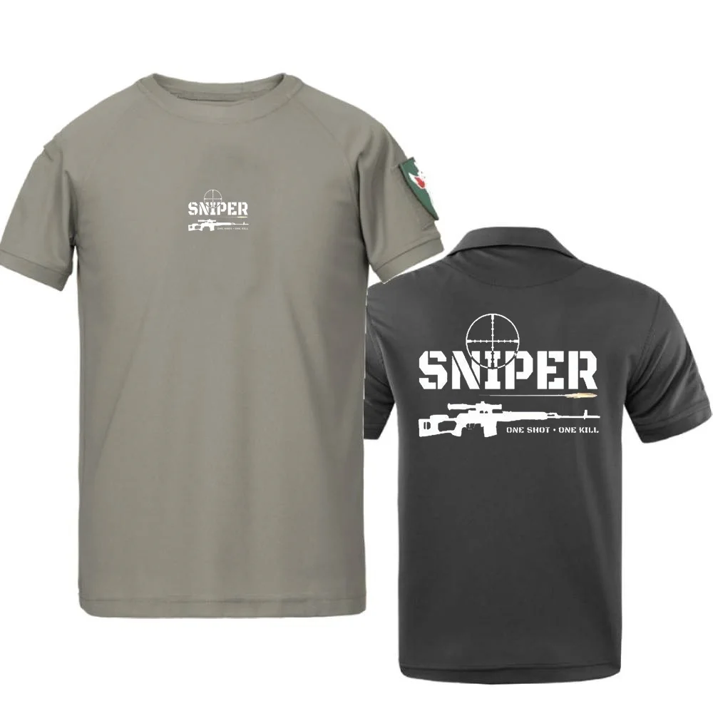 Men T-Shirts Military Hiking Tops Tee Outdoor Tactical TShirt Special Army Sniper One Shot One Kill Short Sleeve Undershirts