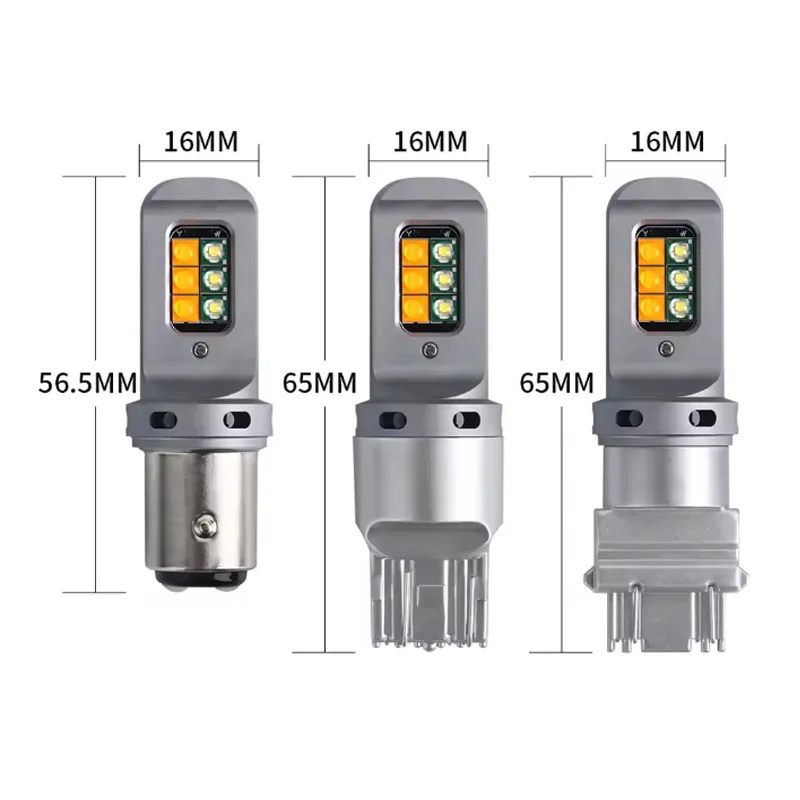 Led Bulbs T25 3157 T20 7443 1157 BAY15D Turn Signal DRL Canbus White Yellow 12V With 2 in 1 Car Led Lamp For Car Two-Colors Lamp view 3