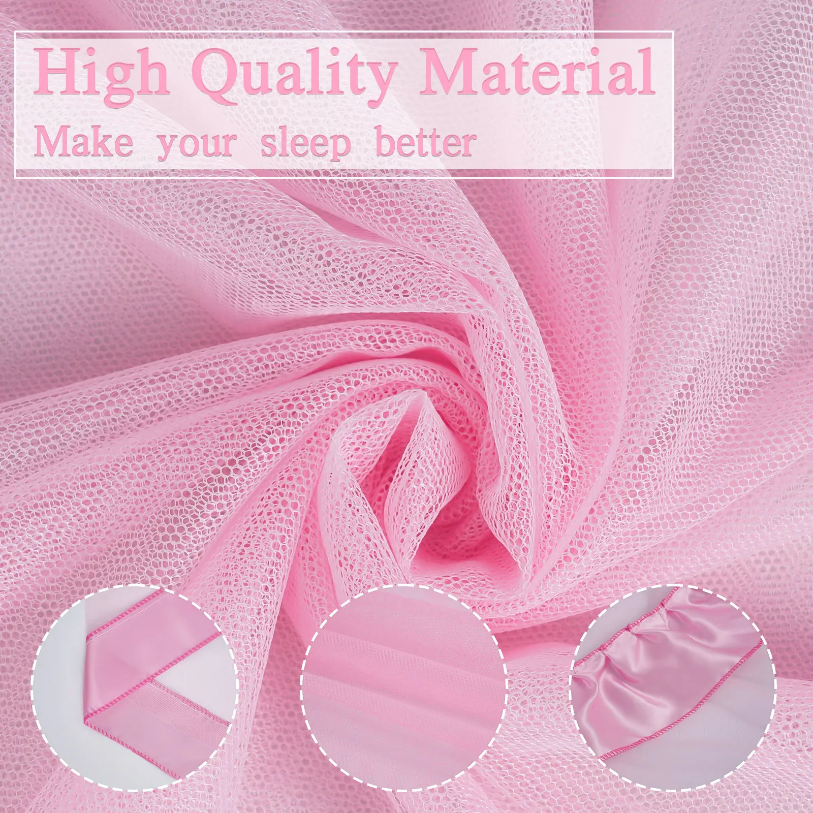 Twin Princess Pink Bed Canopy for Girls Bed Curtains for Bed Drapes Birthday Present Adults Girls Protection Home Room Decor