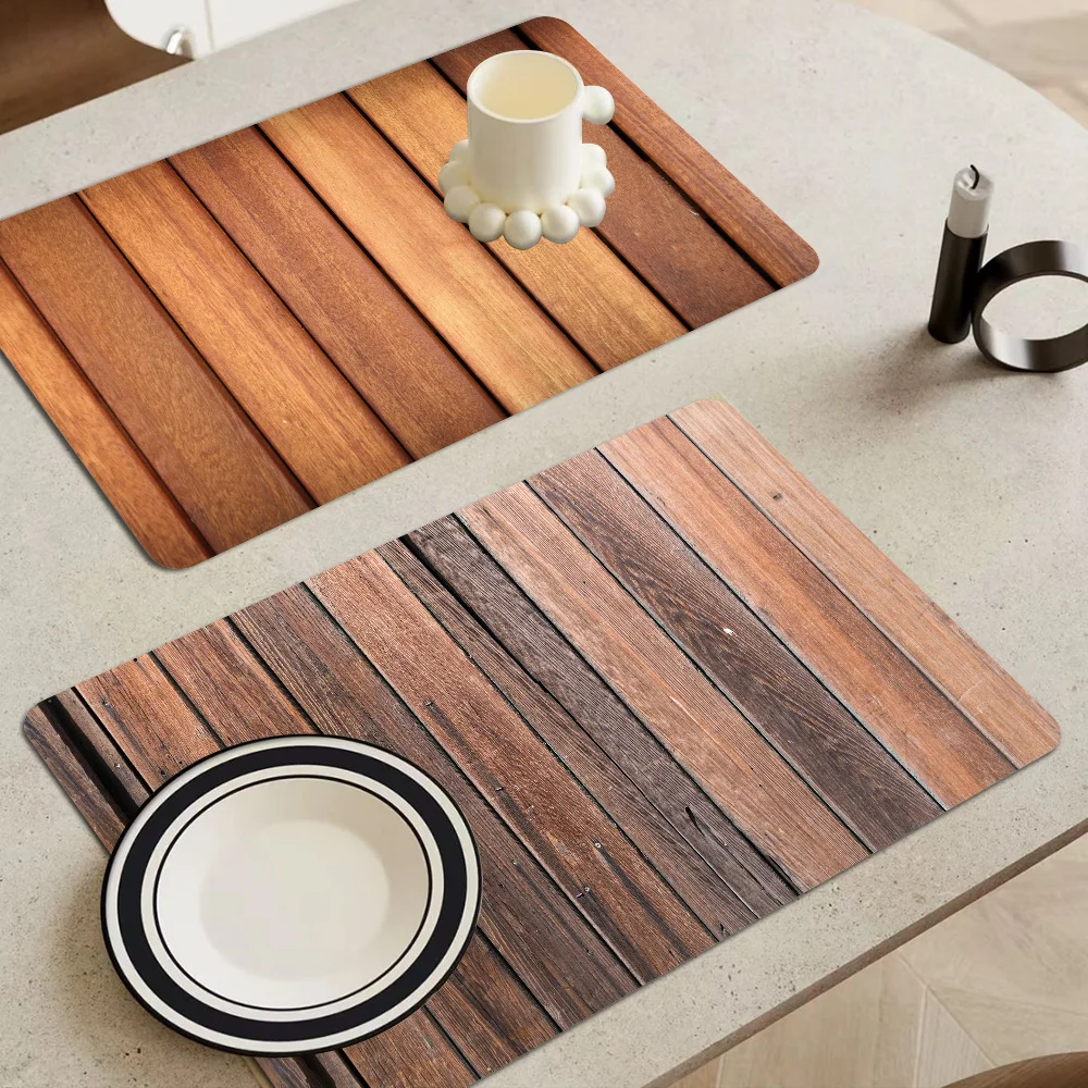 Wood Rainbow Printed Kitchen Absorbent Pad Dry Draining Mat Sink Washstand Coffee Machine Pads Table Placemat Faucet Anti Splash