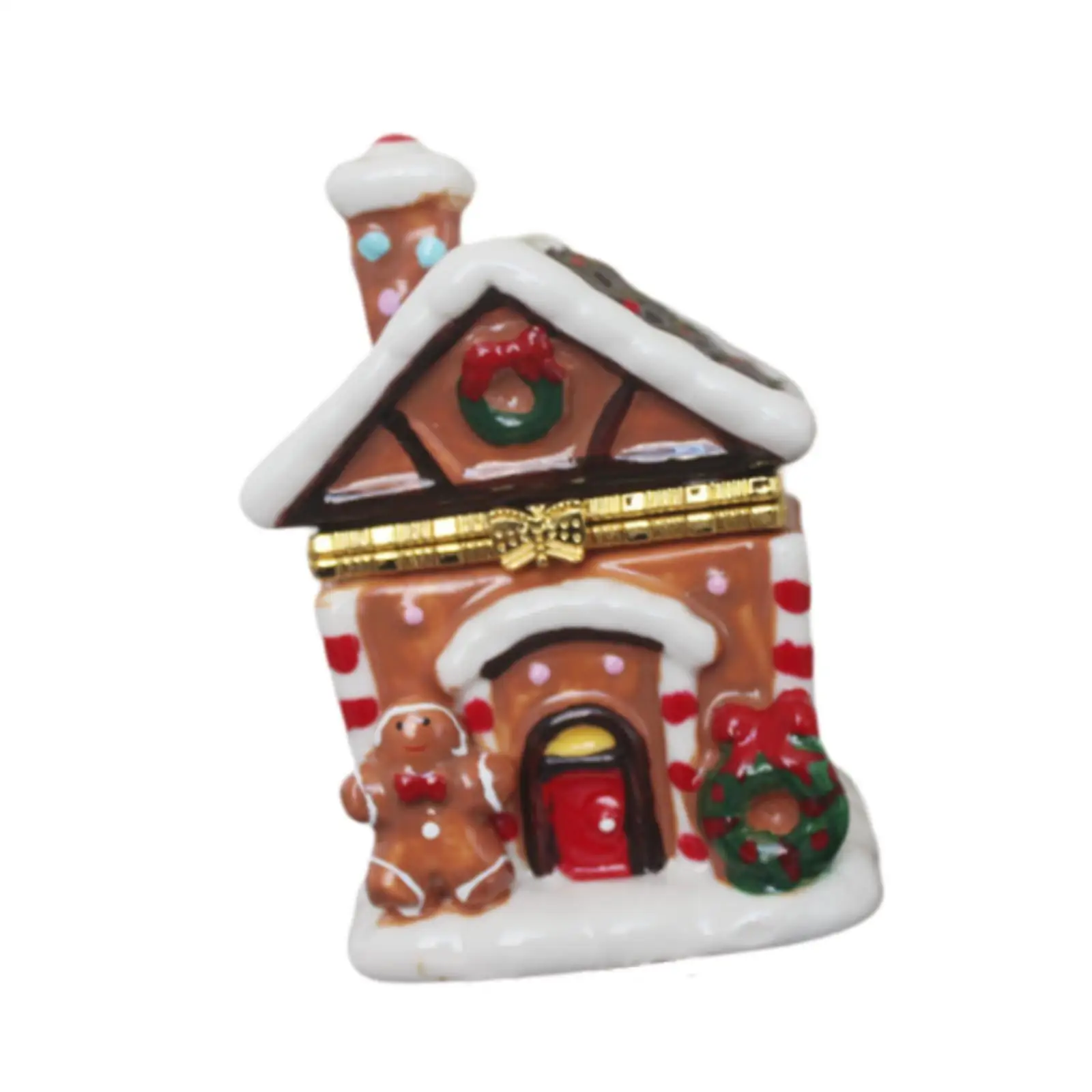 Christmas Ceramic Jewelry Organizer Box Gingerbread House Design Trinket Keepsake Holder Decor for Rings Necklaces Home Table