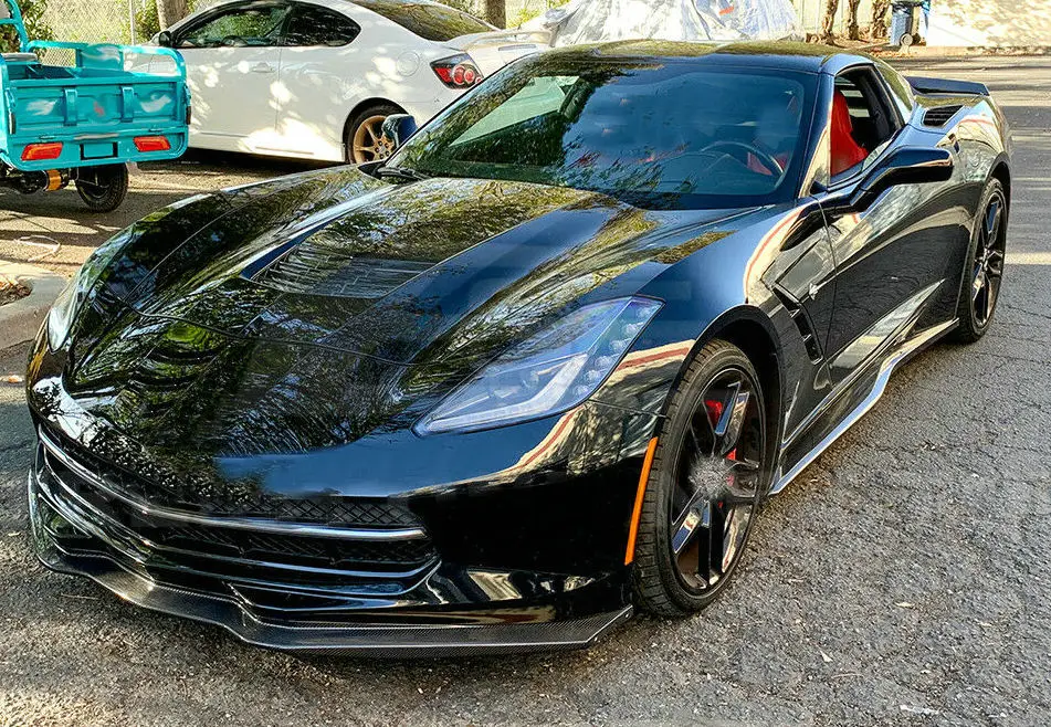 ST2 Style CF Real Carbon Fiber Front Bumper Chin Lip Splitter Add-on Refit For Corvette C7 Stage 2 Stingray Z51 Z06 2014-2019