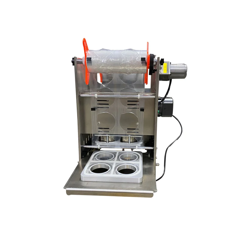 Desktop Automatic Bubble Milk Tea Coffee Cup Heat Sealing Machine Small Food Tray Sealer Packaging Machine For Milk Tea Cafe