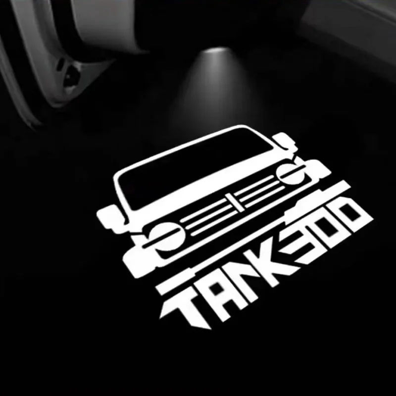 2 Pcs Car Door Welcome Light For Tank 300 2021-2024 Induction Wiring Free Door Projection Light Decoration Atmosphere Light