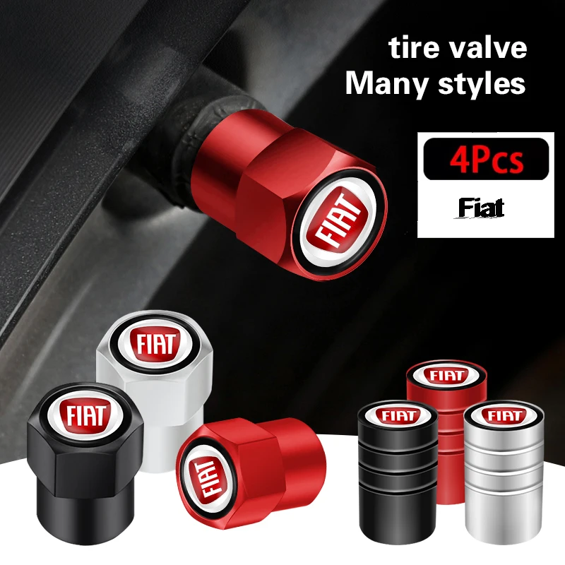 Bouchons de Valve de pneu de voiture en métal 3D, 4 pièces, couvercle anti-poussière de roue pour Fiat 500 Tipo FR Punto Ducato Abarth Stilo Palio Bravo Pondo Viaggio