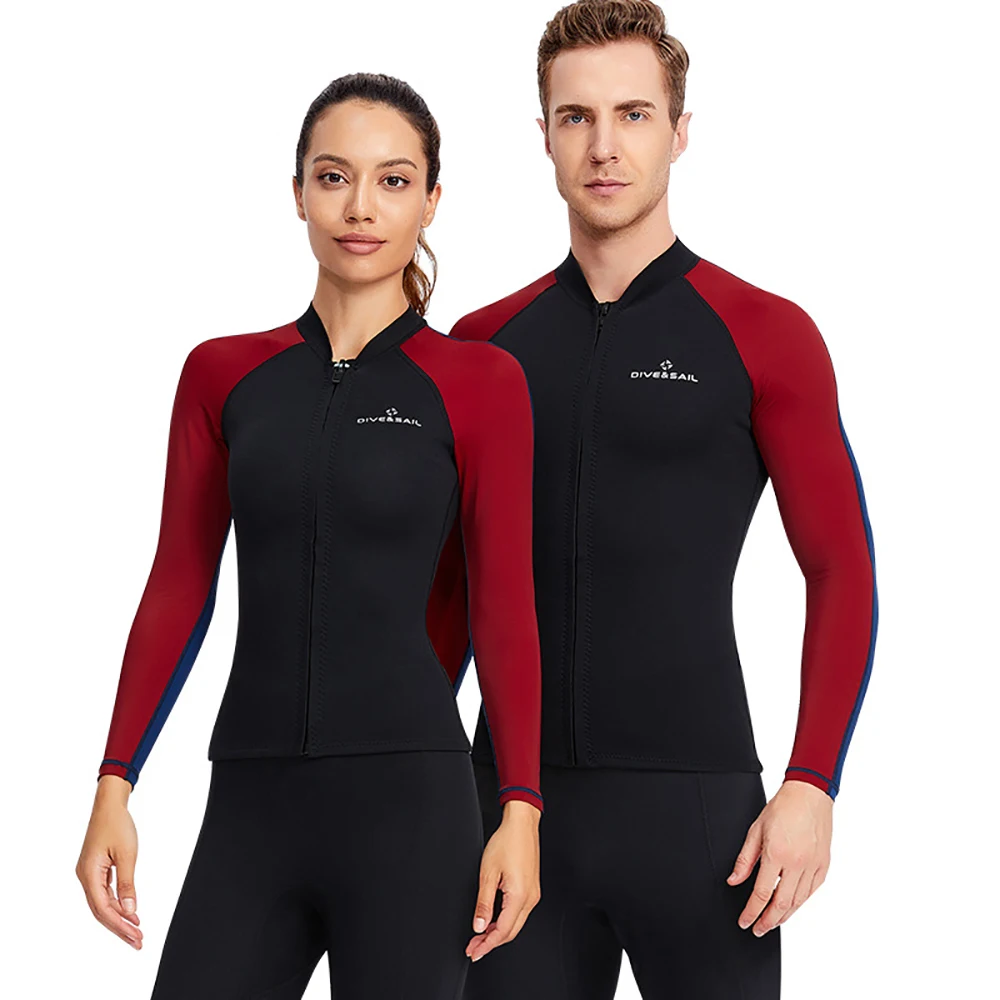 

Wetsuits Jacket1.5mm Neoprene+ Lycra Long Sleeves Front Zipper Shirt Tops Rash Guard UPF50 Thermal Swimsuit Diving Surfing Top