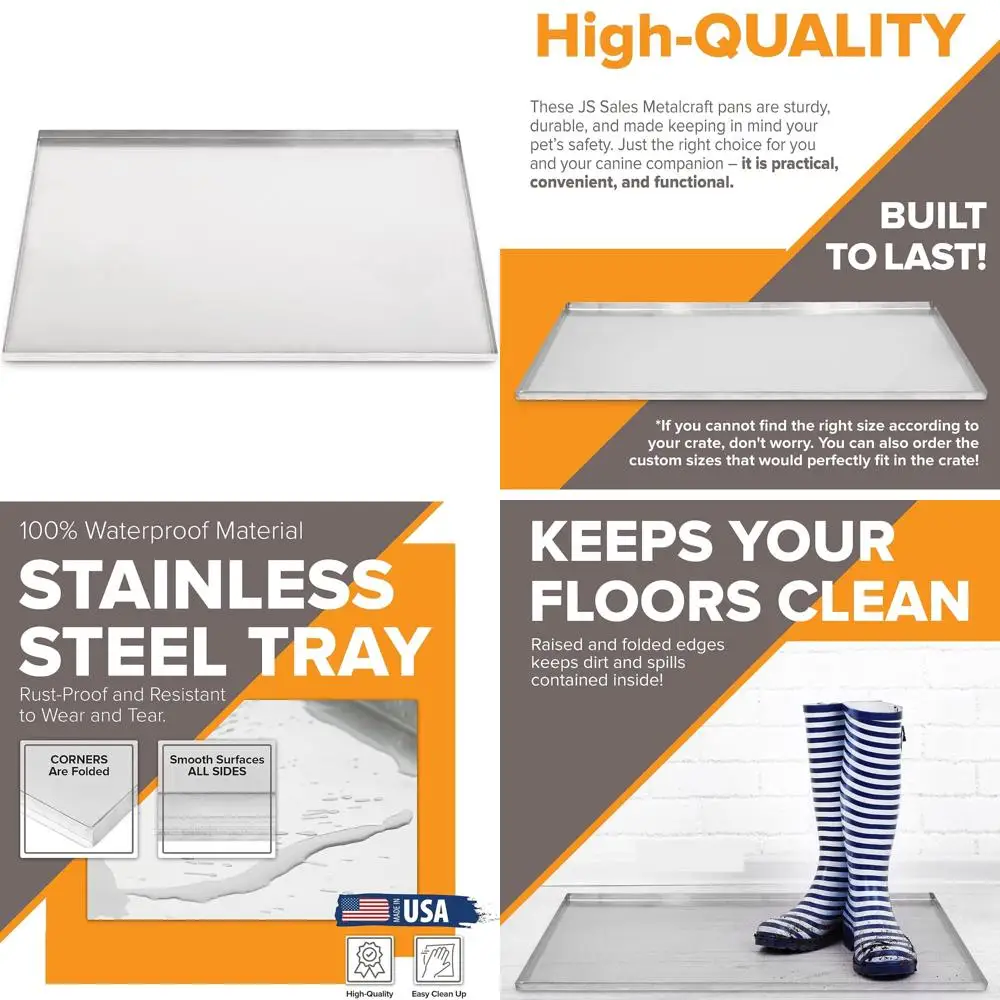 

Stainless Steel Dog Crate Replacement Pan - Durable, Chew-Resistant, Crack-Proof for Pet Training and Kennel Use