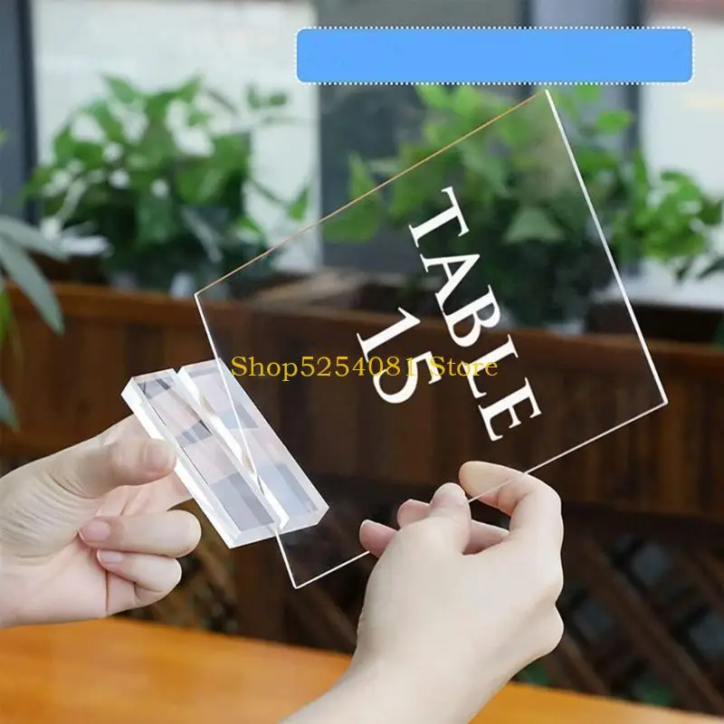 Description Picture 6 of itemAXYC Pack of 10 Clear Acrylic Place Card Holders with Card Slot Office Photo Display Stand for Menu and Price Board Display