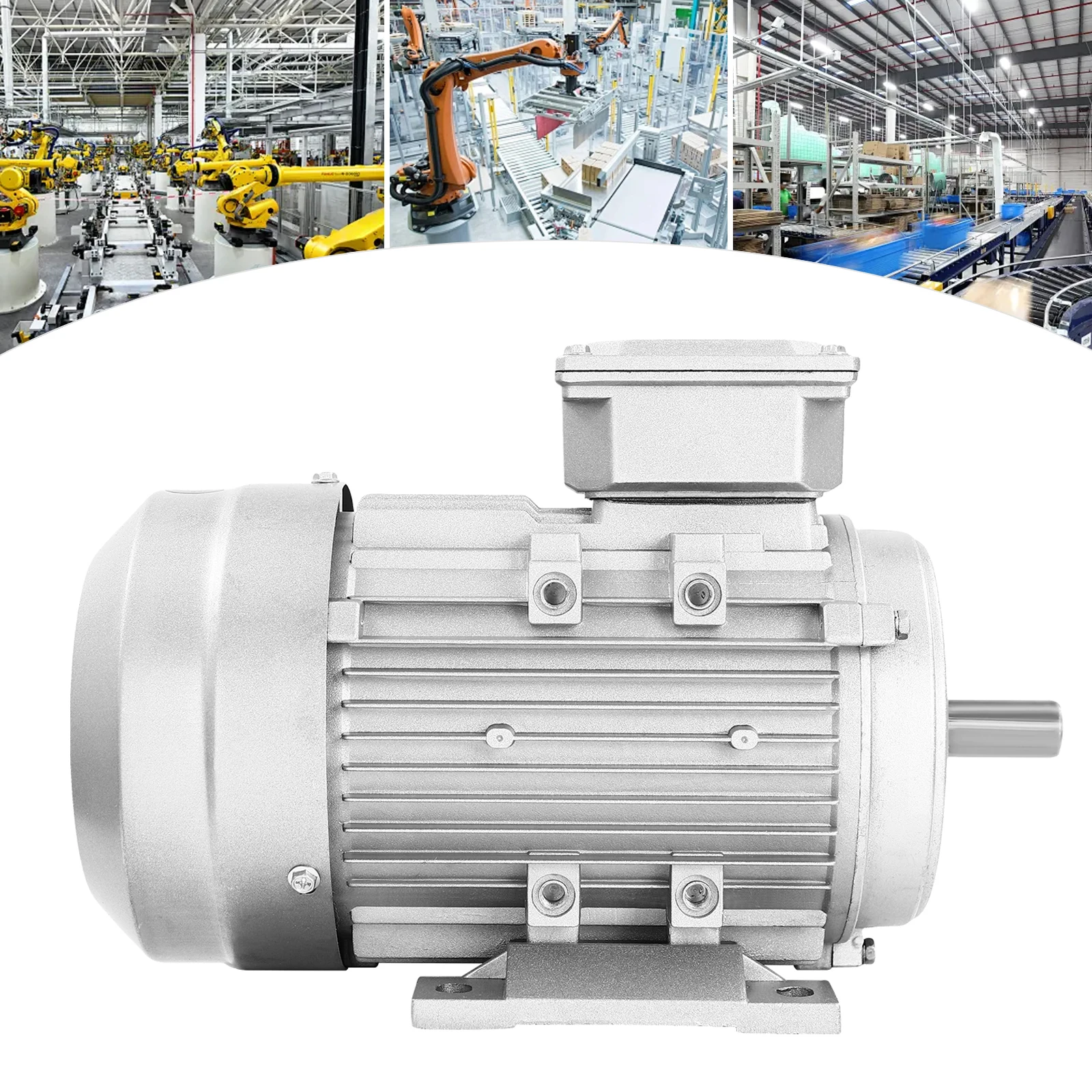 1,1 kW 1405 U/min Silberner Elektromotor, 3-Phasen-Elektromotor, für Ventilatoren, Pumpen, Werkzeugmaschinen, Kompressoren, 70 dB, Dreiphasig