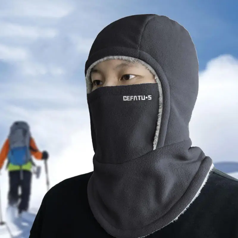 

Fleece Balaclava Cycling Cap Cold-proof Windproof Thermal Thicken Ski Windproof Cap Warm Hood and Hat Women Men
