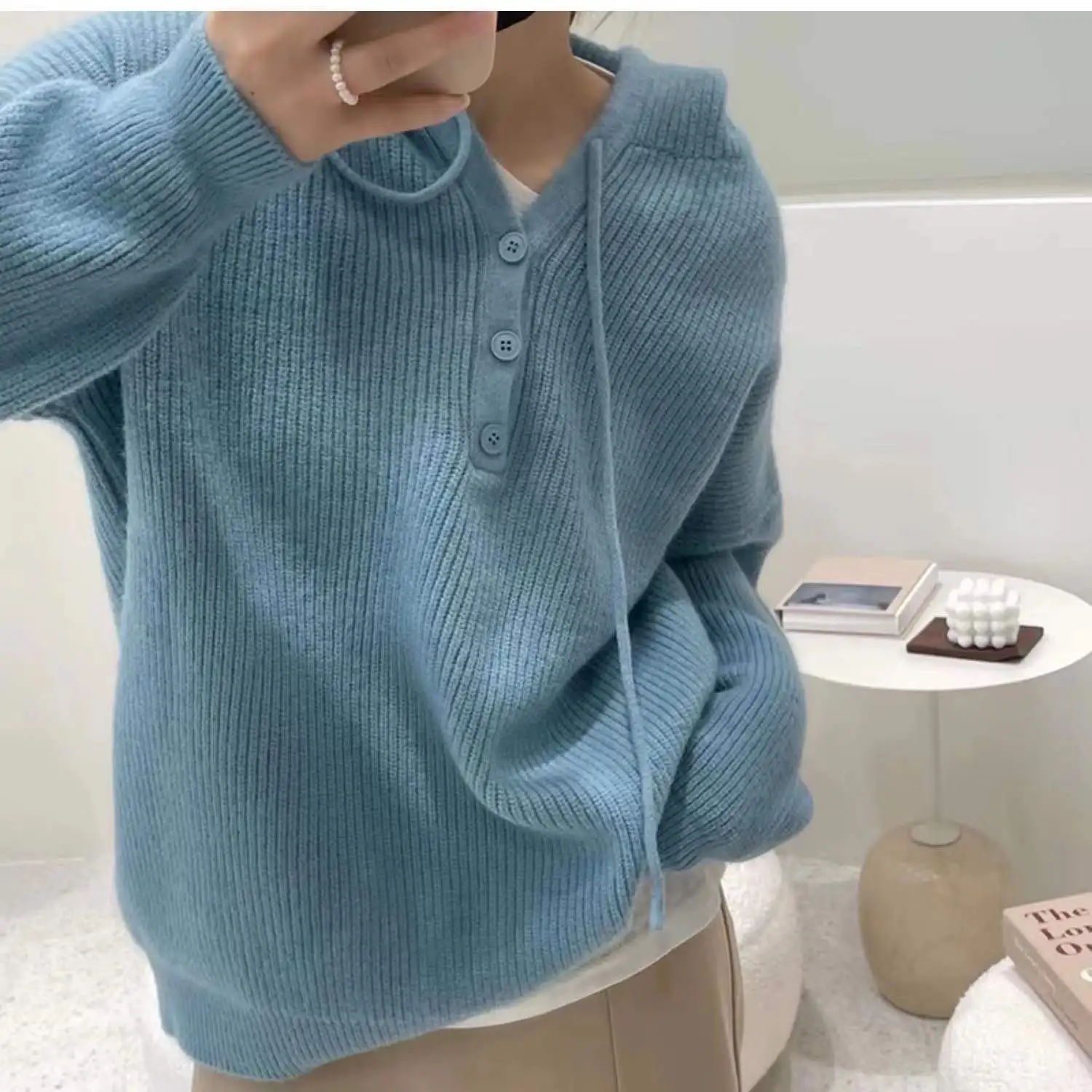 2022 women\'s Hoodie Pullover casual cashmere sweater fashion loose cashmere Pullover Sweater loose jump