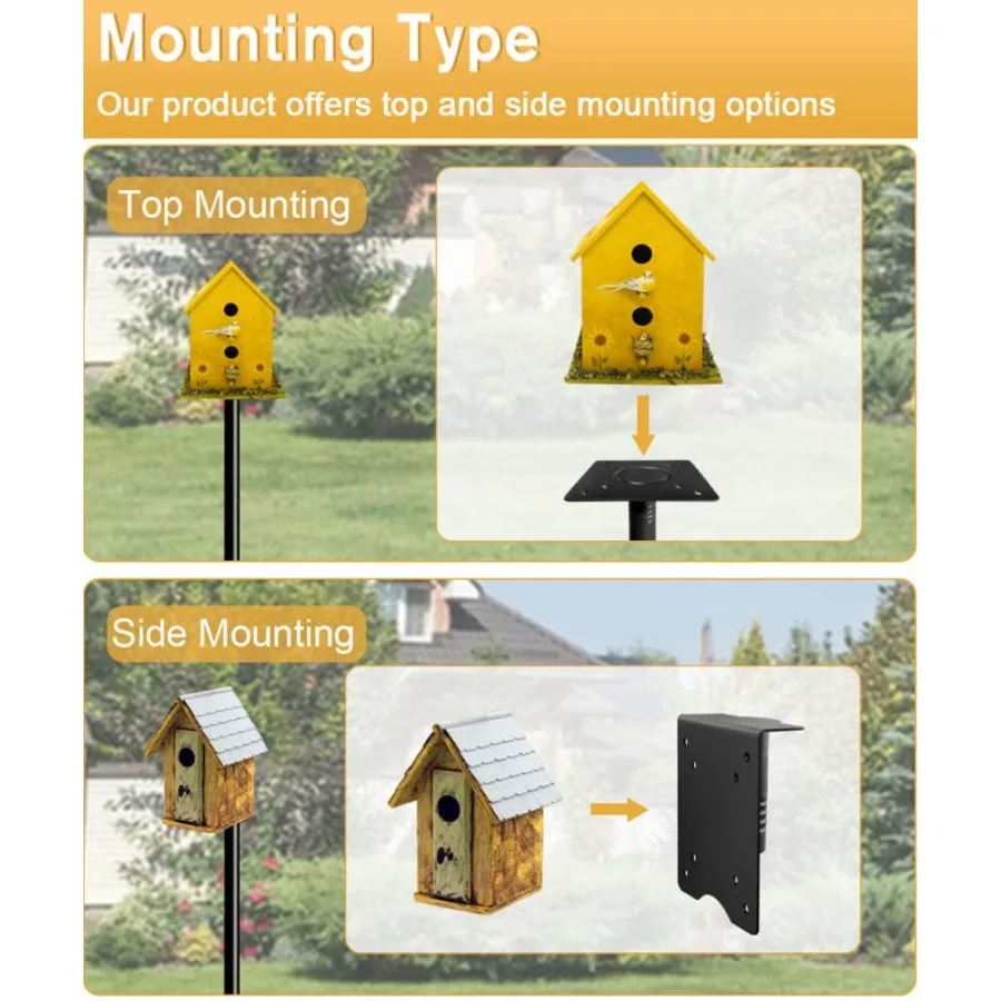90Inch Heavy Duty Bird House Pole Mount Kit with Frosted Bird Feeder Pole Kit with 5 Prongs Base and 2 Plates for Outdoor Yard - view 4