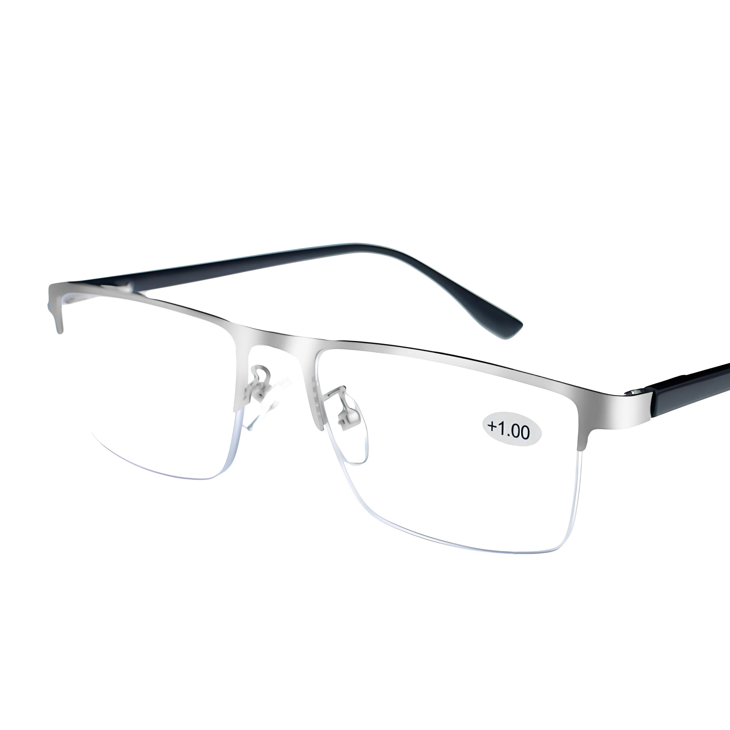 

Metal Frame Reading Glasses for Men & Women Semi-Rimless Design +100 to +350 Degrees Lightweight & Durable