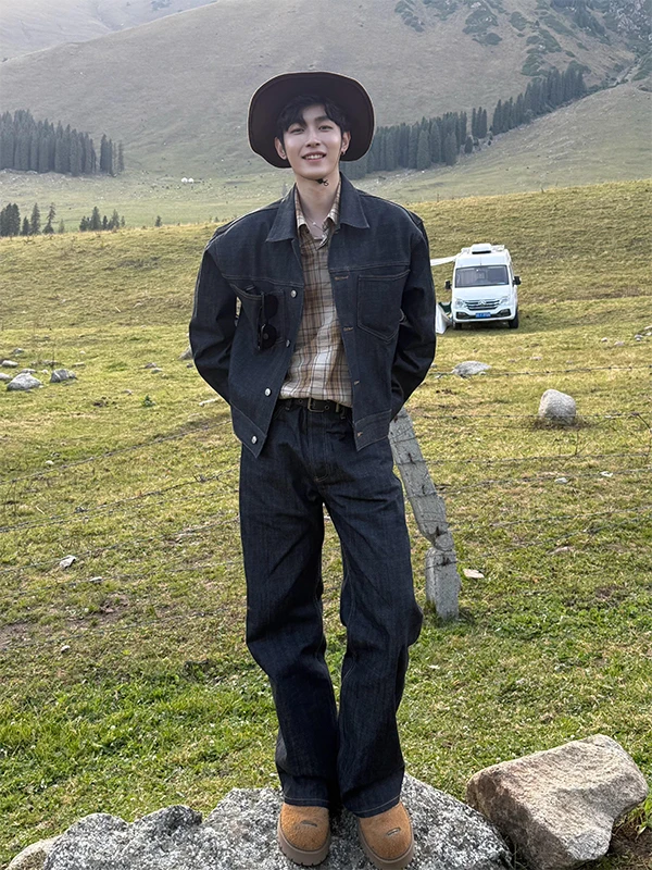 

Cleanfit Danning Knife Straight Leg Men's Jeans Vintage American Trendy Bootcut Pants mid Waist Zipper Fly Teenager Suitable