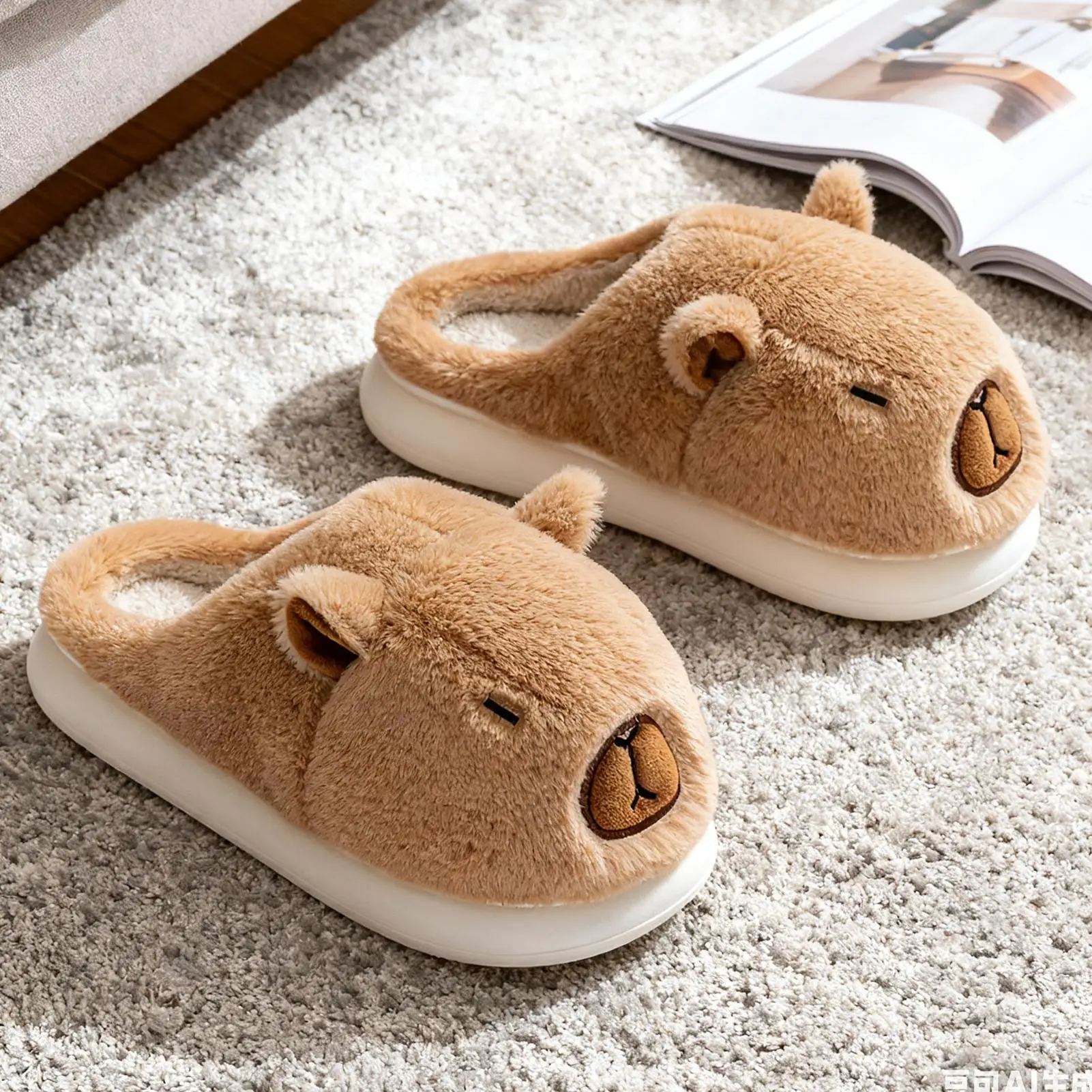 

Тапочки с капибарой, зимняя домашняя обувь с героями мультфильмов, плюшевые домашние тапочки с капибарой для девочек-подростков, спальни, гостиной, дома