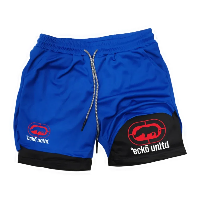 

Men's two-in-one shorts; two-layer sports shorts; gym workout training and running shorts for men's clothing.