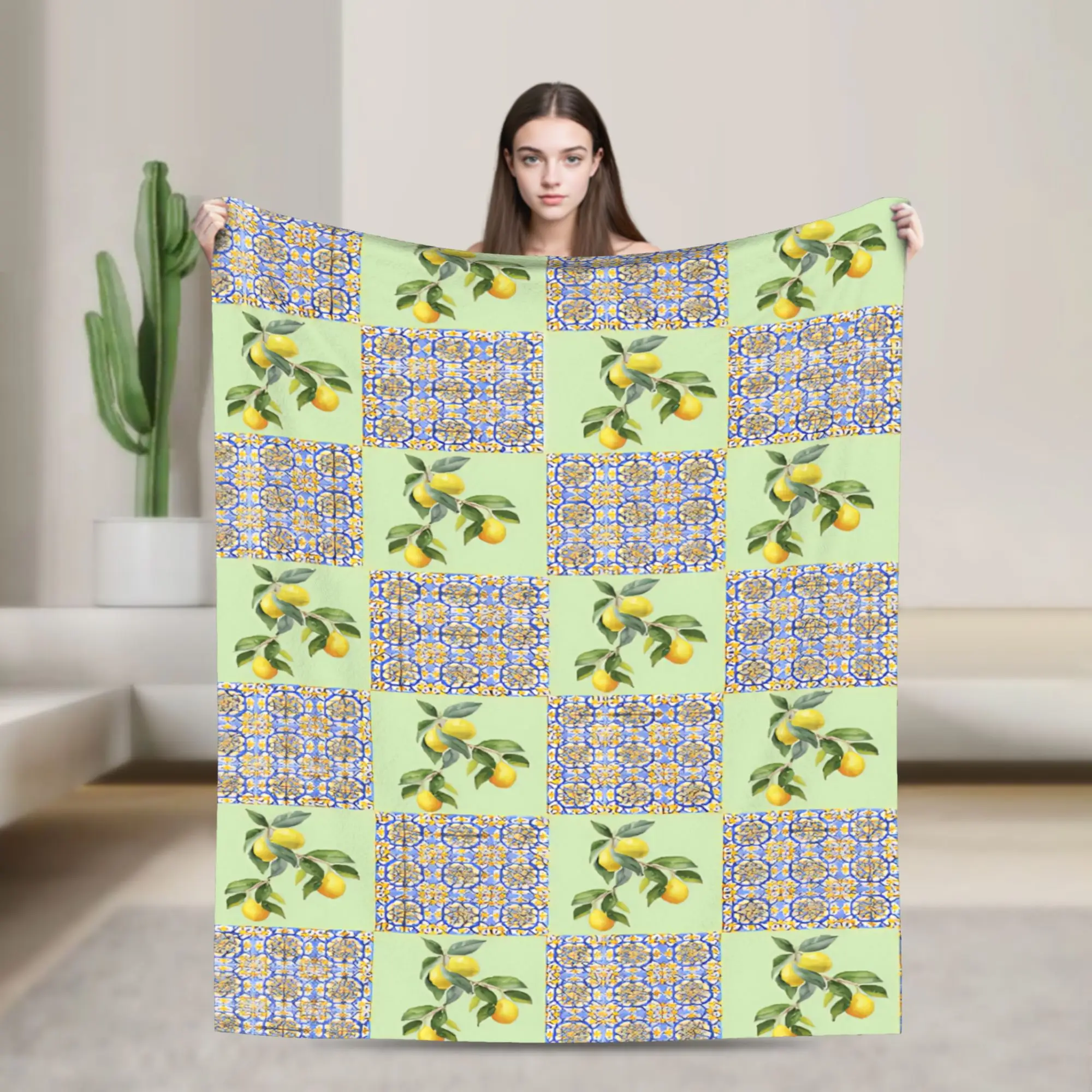 Lemon Sicily Rectangle Merch Blanket Soft Fleece  Throw Blanket Comfortable Quilt