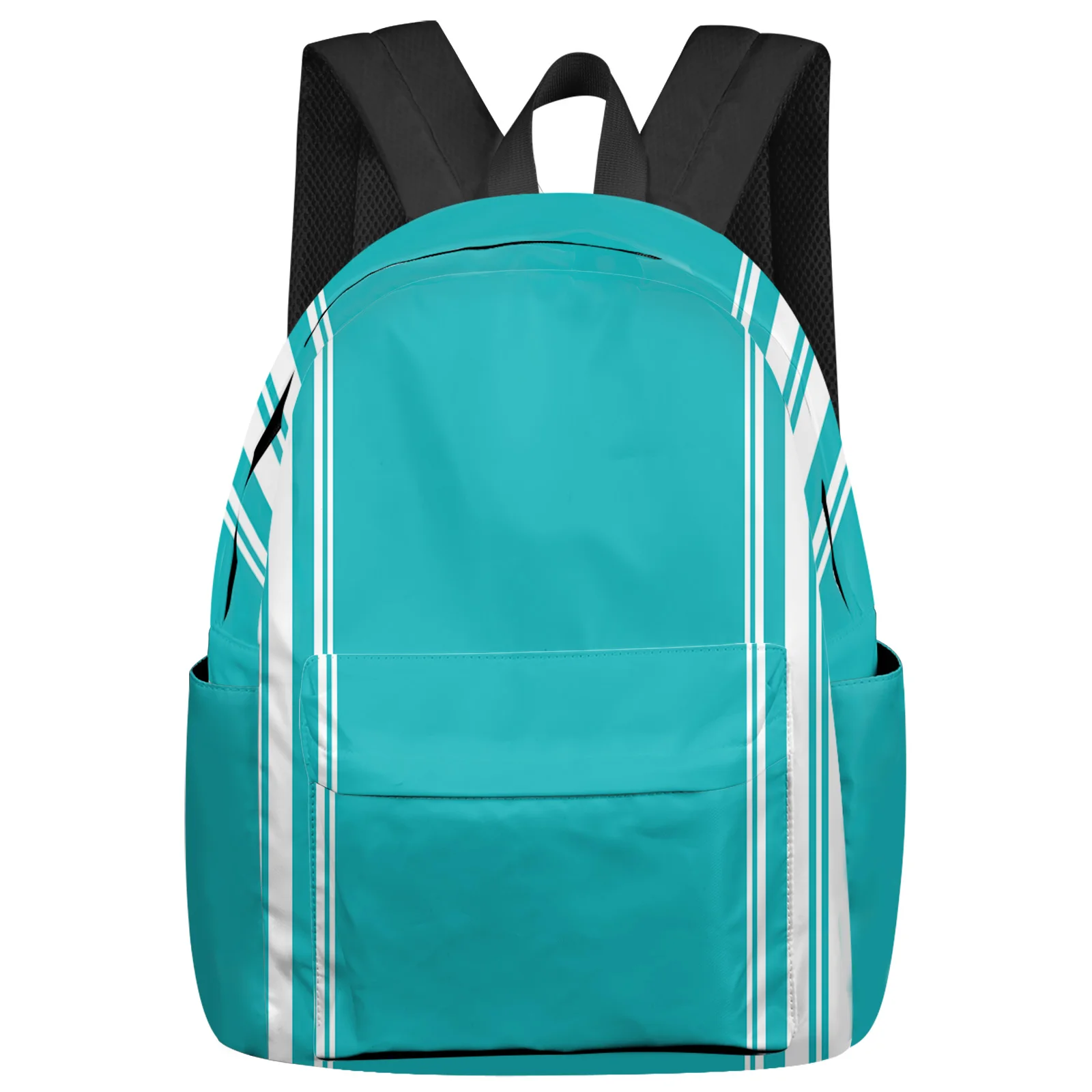 Teal Stripes Rustic Farmhouse Backpack Men Women's Fashion Travel Backpack High Capacity Student School Bags