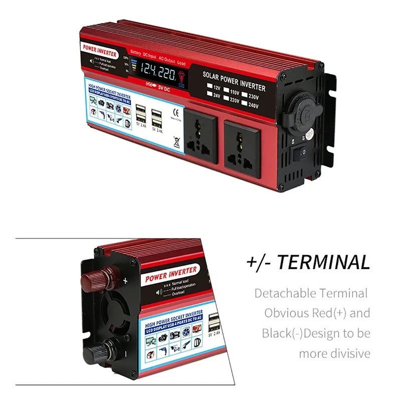 4USB Geändert Sinus Welle Inverter 2000/1500/800W 12V 24V ZU 220V auto Inverter Ladegerät Adapter Solar Power Converter Transformator