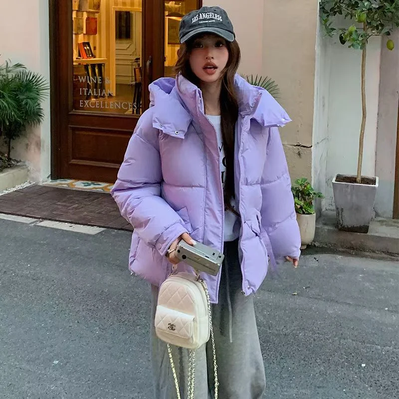 Short Down Cotton-padded Jacket 2024 Autumn And Winter New Fashion Hooded And Velvet Padded Loose Cotton-padded Jacket Coat Top