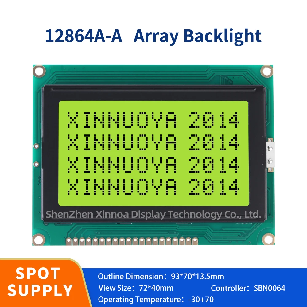 20pin 128x64 נקודות lcd מודול 5v עם תאורה אחורית ירוק צהוב 128*64 נקודות lcd מודול 12864 פאנל nt7108c