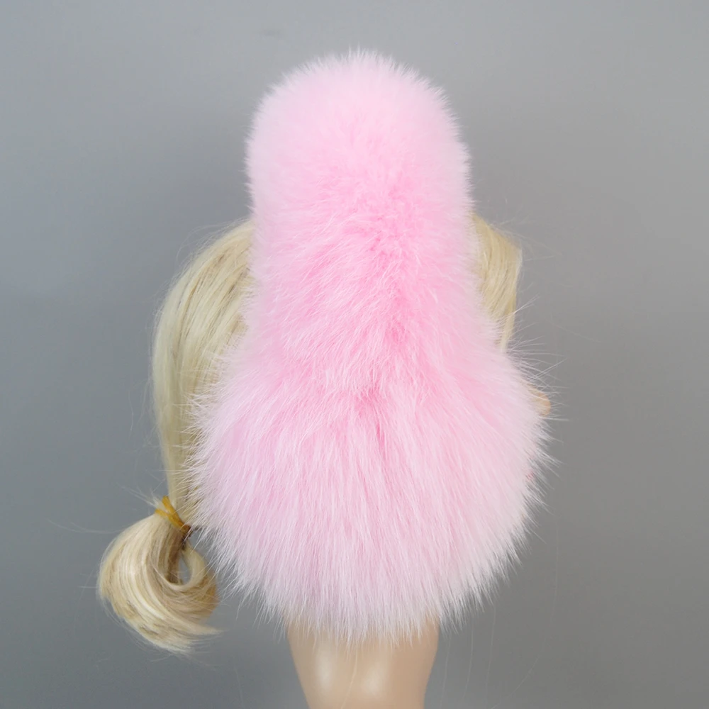 2024 Fashion Women Fluffy 100% Genuine Real Fox Fur Earmuffs Winter Warm Full Leather Fox Fur Ear Muffs Luxury Fox Fur Earflaps