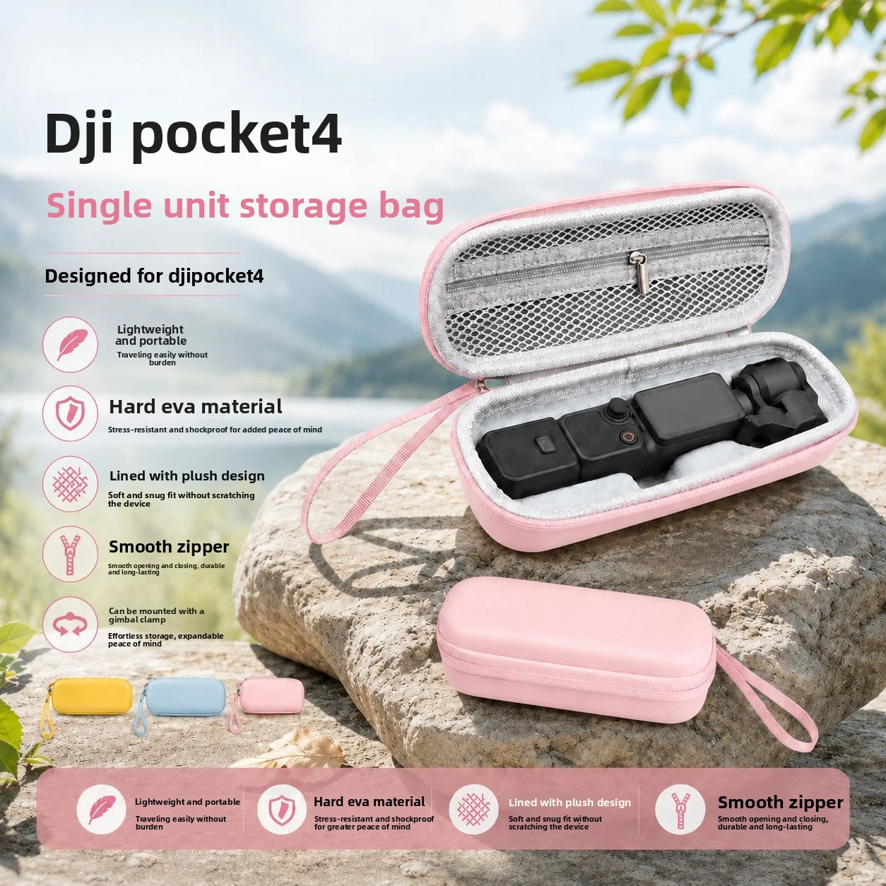 Für DJI Osmo Pocket 4 3 Tragetasche für DJI OSMO Pocket 4 Zubehör Tragbare PU-Aufbewahrung Kleine Schutzhülle Hartschalenkoffer