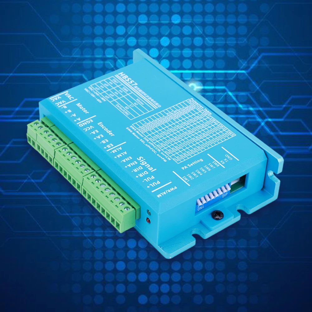 HBS57 Stepper Motor Driver Controller 0-200kHz Step Motor Driver AC20-80V/DC24-70V Encoder 1000 Lines for Nema23/Nema24 Motor
