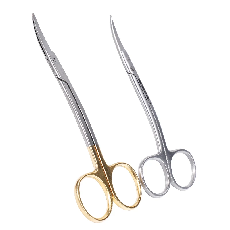1pc Dental Surgical Scissors Double Curved Stainless Steel Curved Tip Tissue Scissors Forceps Dentistry Implant Surgical Tools