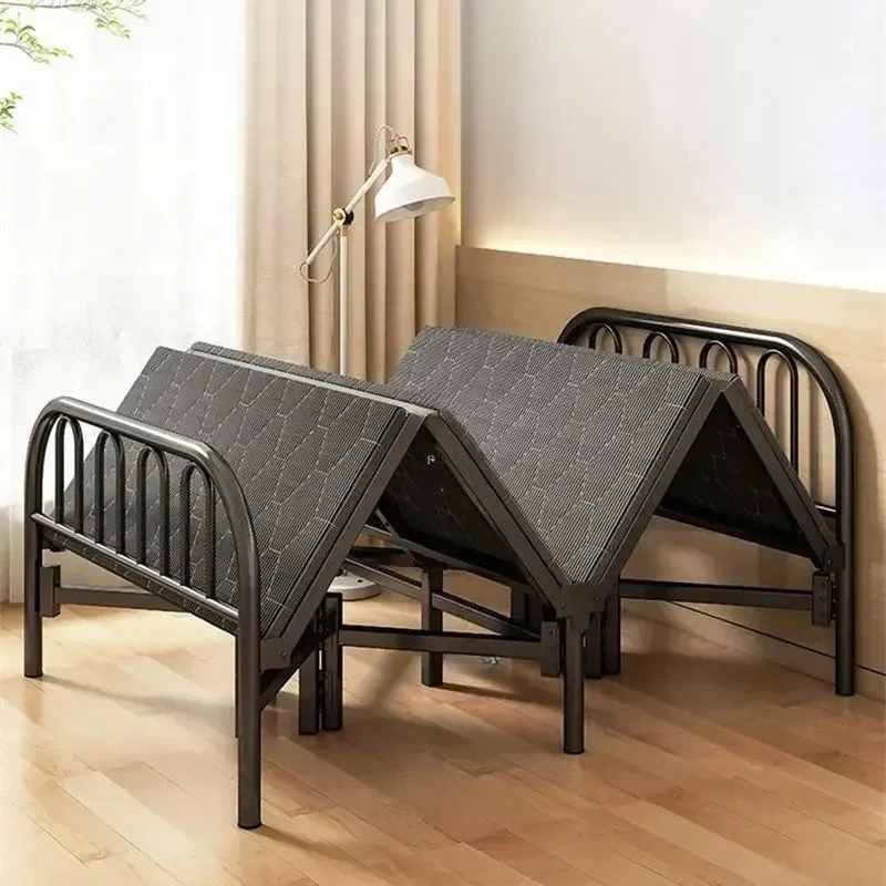 & Modern Iron Art Folding Beds Home Bedroom Furniture Minimalist Lunch Break Portable Single Foldable Bed for Office Dormitory F