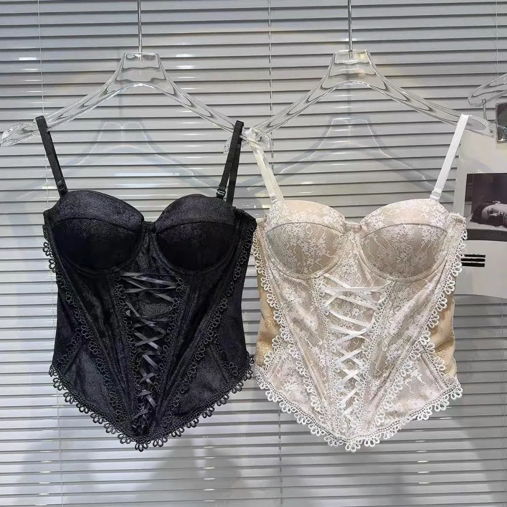 

Fashion Hollow Lace Camisole Slim Fit Tanks Crop Tops Streetwear Sleeveless Suspender Vest Travel