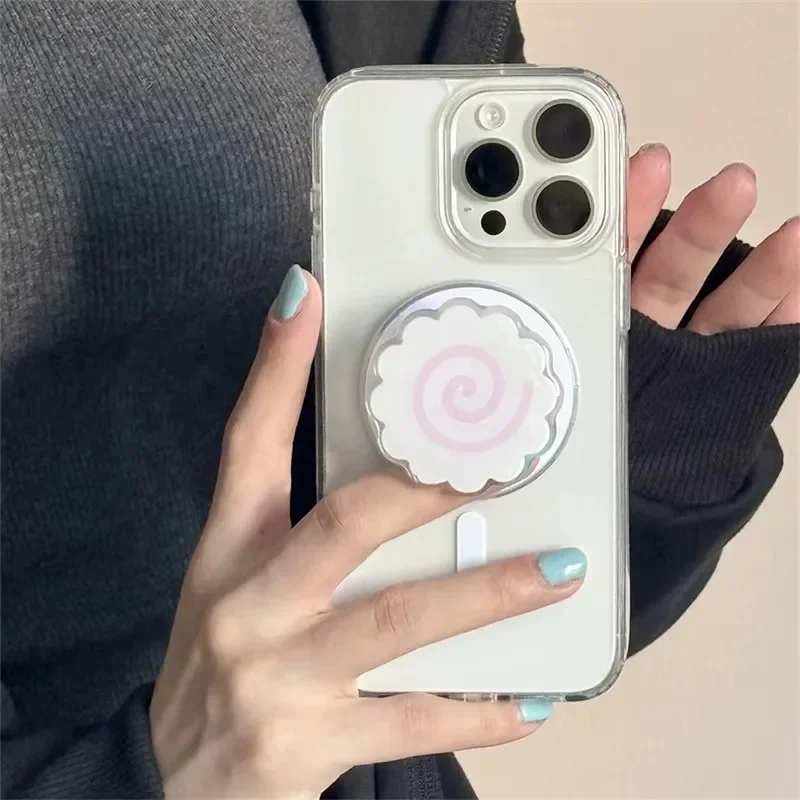 Korean Cute Fish Cake Rolls For Magsafe Magnetic Mobile Phone Holder For iPhone Samsung Foldable Wireless Charging Holder