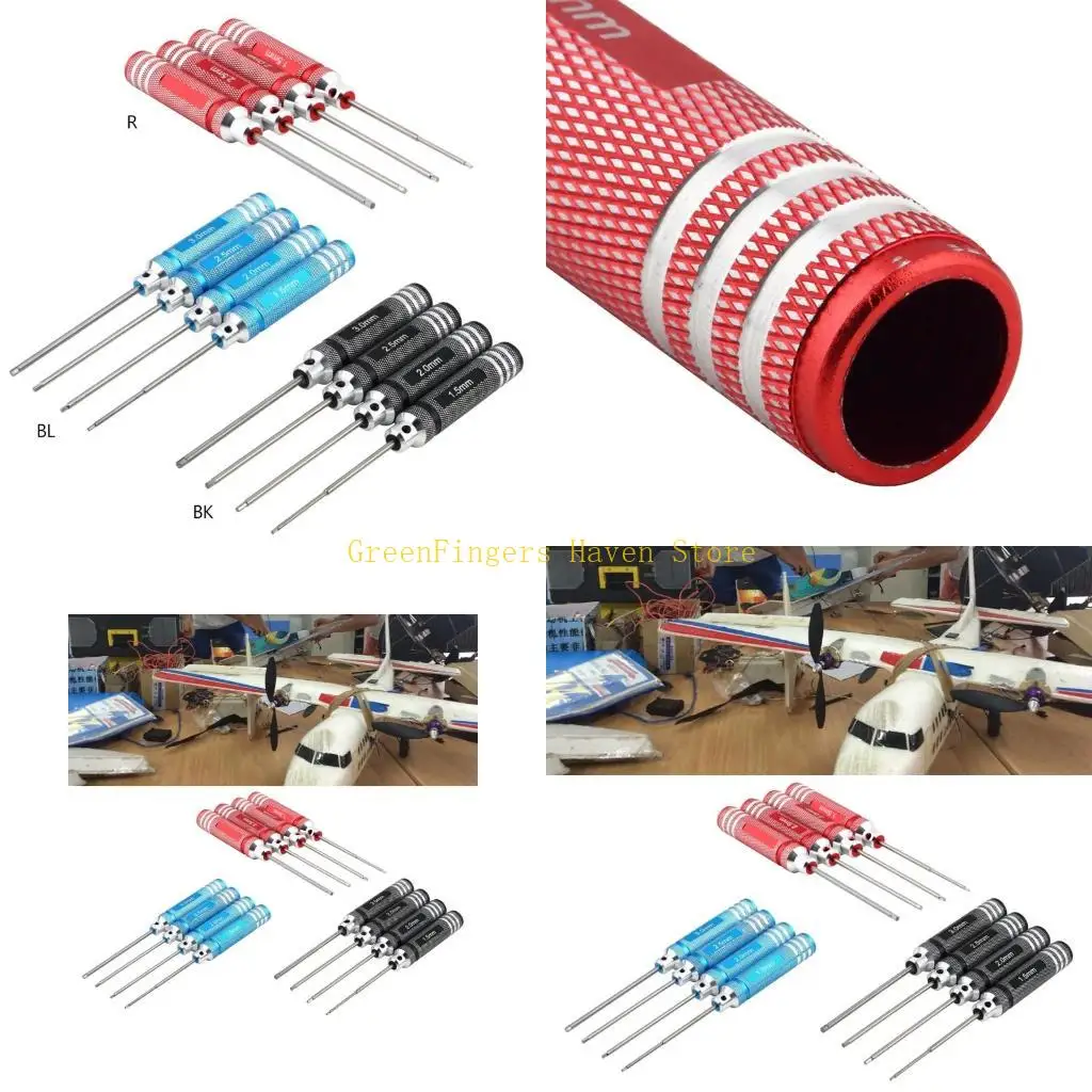 

F68D 4Pcs/Set Allen Screwdrivers H1.5mm/2.0mm/2.5mm/3.0mm Hexagon Screwdriver for Model Aircraft DIY Hand Tools