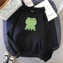 Cute Frog black Hoodies mens Autumn Long Sleeve Pullover Tops Casual Pocket Hoodies Unisex Outer Loose Sport Wear