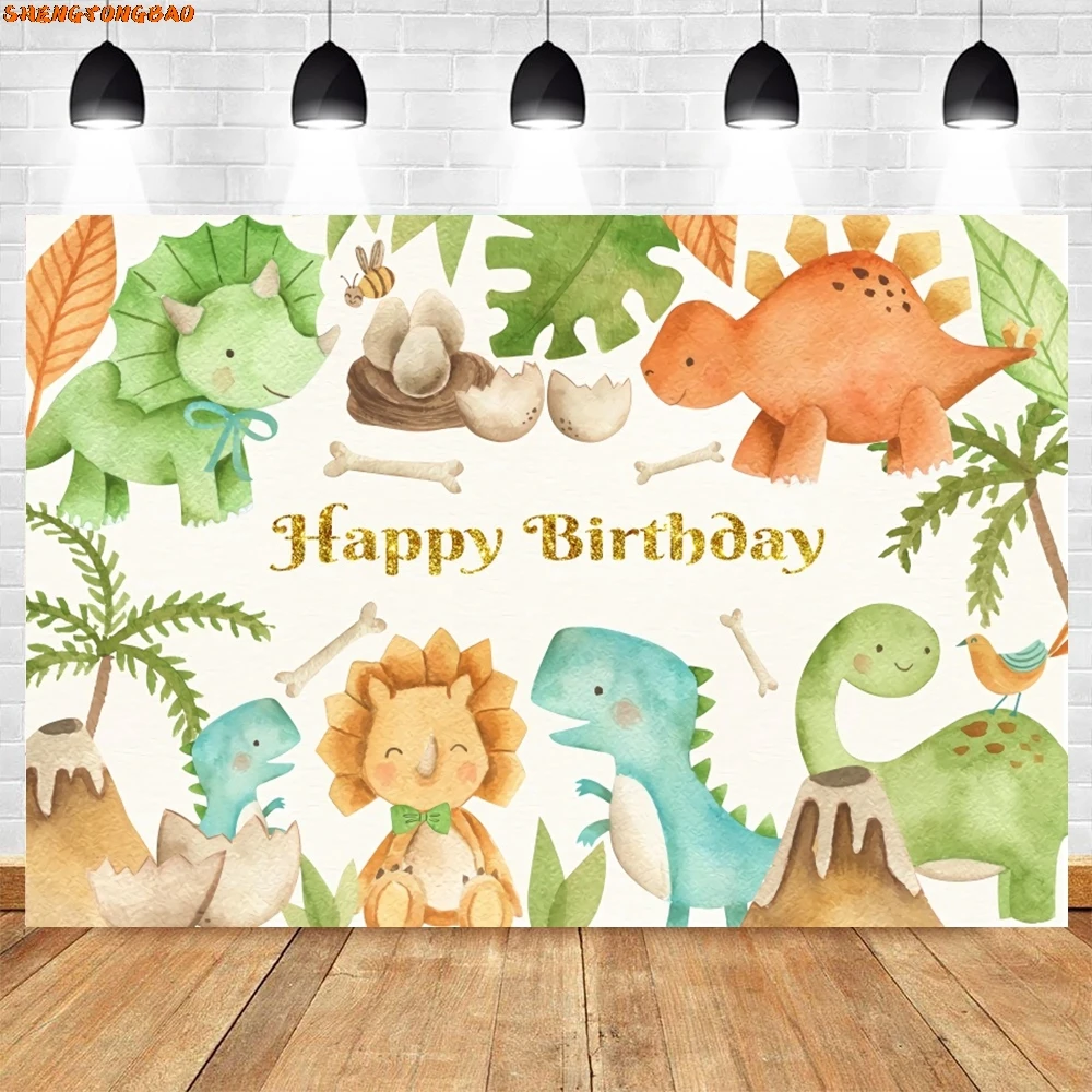 Toile de fond de photographie de thème de parc de dinosaure pour la fête d'anniversaire de garçon et de fille, accessoires de décor de douche de bébé de nouveau-né