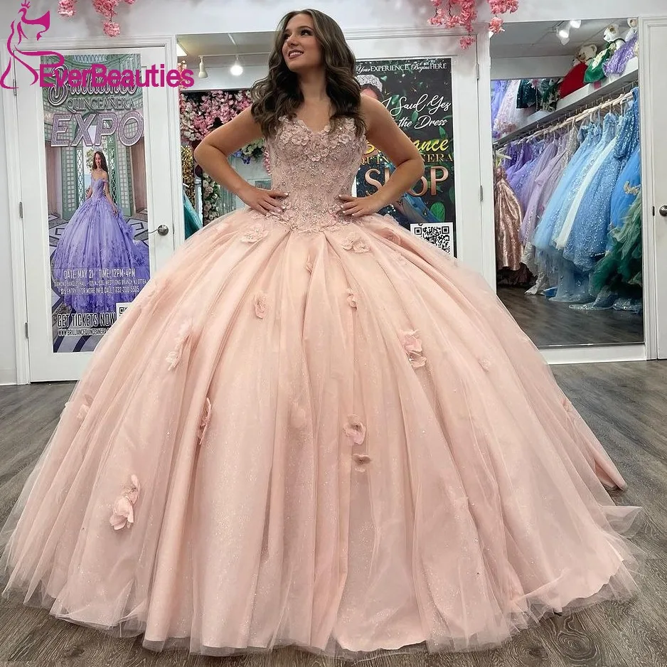 

Sweetheart Ball Gown Quinceanera Dresses for Juniors Blush Pink Vestidos De 15 Quinceañera Sweet 16 Dress Prom Party Dress