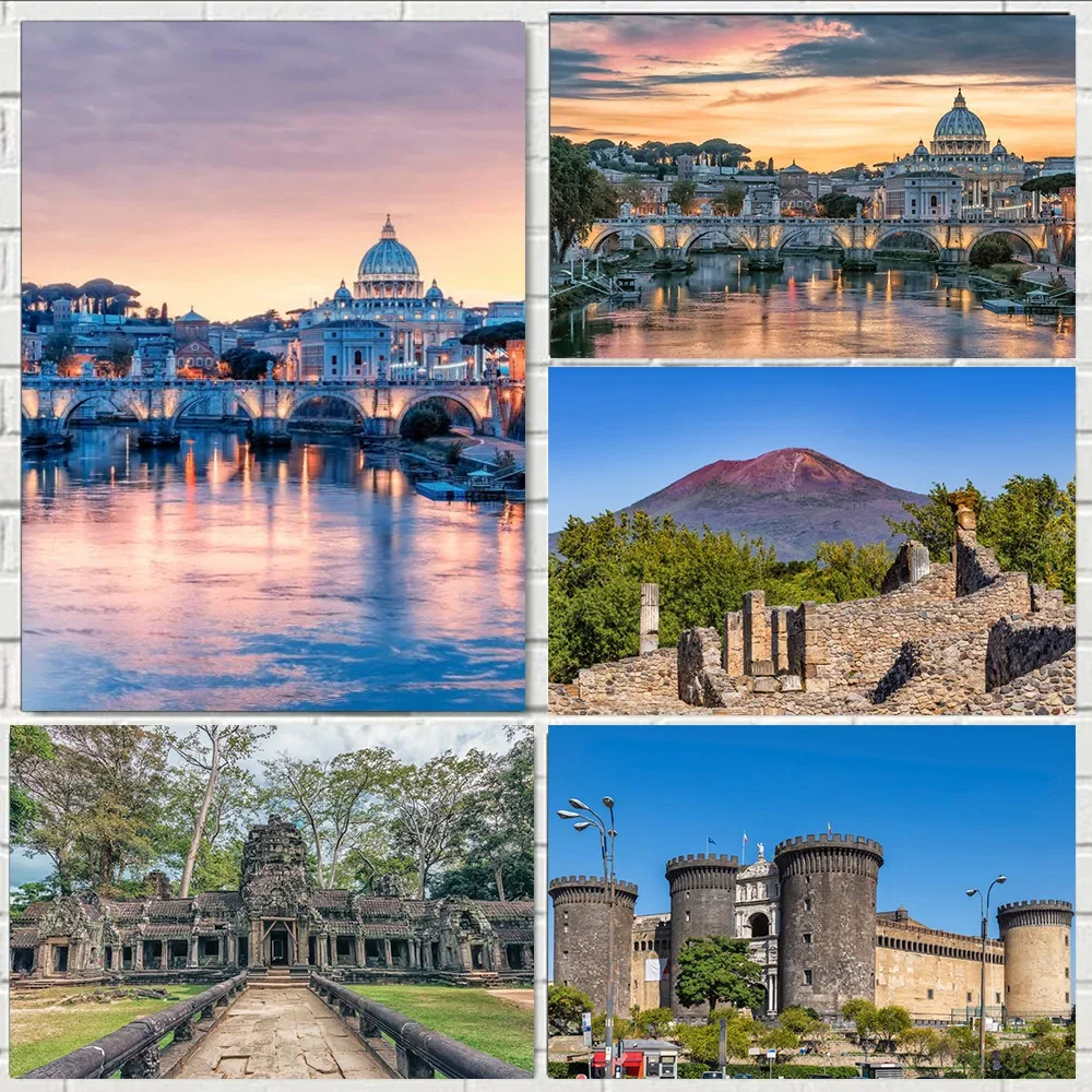 2026 Modern City Landscape Bridges Castles Poster Prints For Living Room Bedroom Classic Eiffel Canvas Paintings Wall Art Home