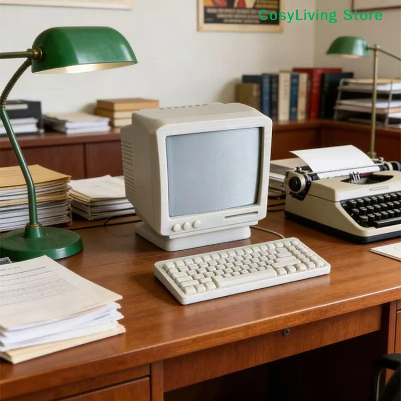 [CL]1/3 Sets Mini Retro Desktop Computer Model Toys Miniature Home Scene Ornament House Accessories[CL]