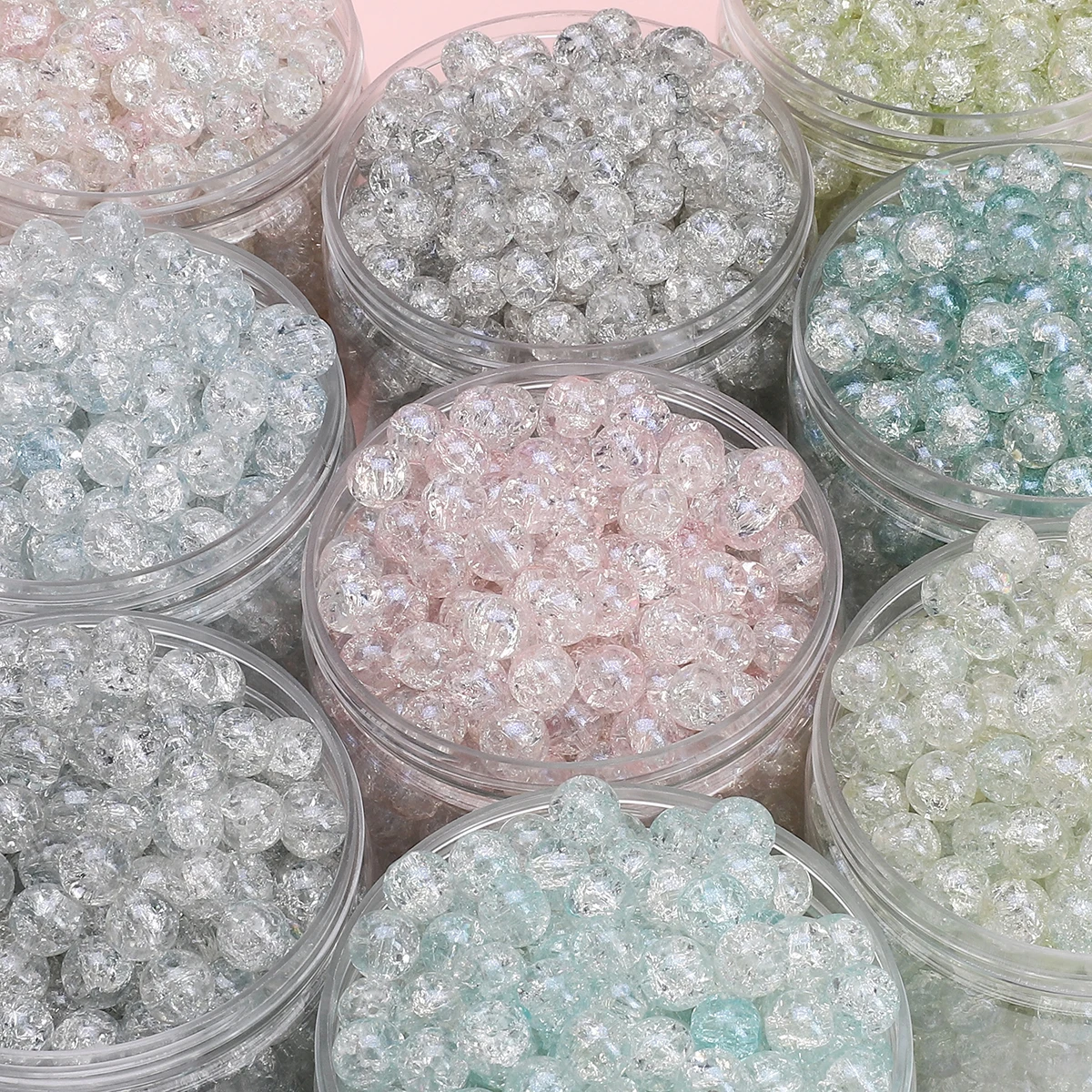 

20pcs 10mm Glass Crackle Beads Loose Spacer Beads for Jewelry Making DIY Handmade Earrings Bracelets Necklace Accessories