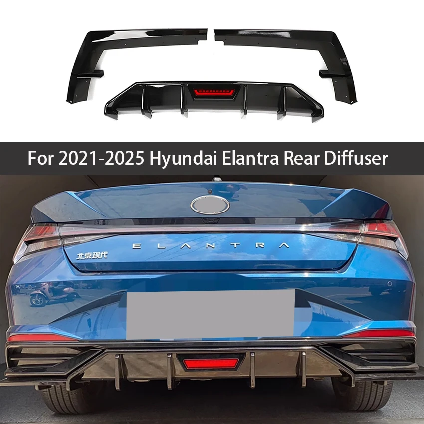 

For 2021-2025 Hyundai Elantra CN7 Rear Bumper Diffuser Splitter Chin Spoiler Exhaust Pipe Bodykit Car Tuning Accessories