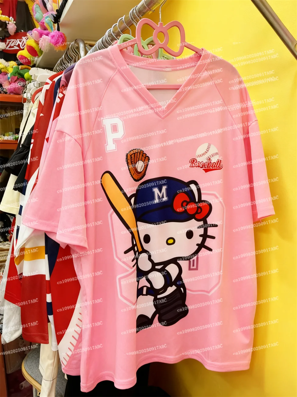 (MINISO) الصيف الرجال التي شيرت سانريو ملابس رياضية المرأة الخامس الرقبة فضفاضة عادية خفيفة الوزن تنفس موضة تي شيرت المرأة تي شيرت #1