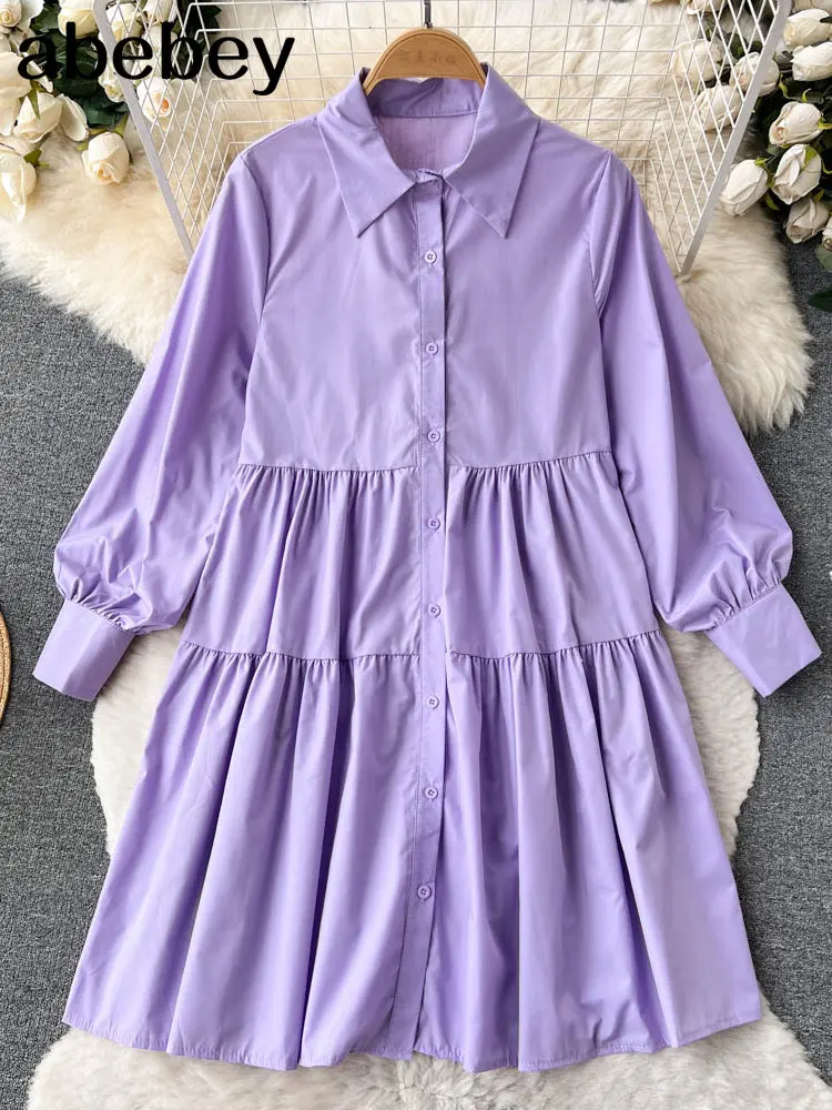 Za Women Dress 2022 Streetwear Button Ruffle camicia allentata abito manica lunga primavera oversize stile inghilterra abiti Mujer