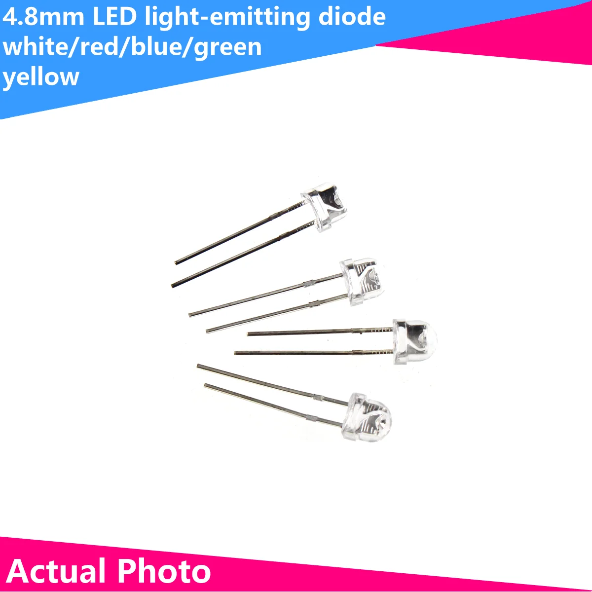 50PCS 5MM straw hat LED light F5 straight into short foot long foot bright light white blue red green yellow pink purple