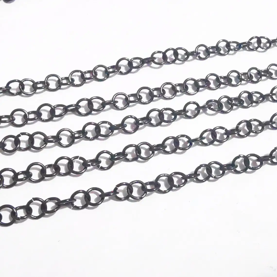 

3meter Lot Black 5mm Stianless Steel Round circle Rolo Link Chain Jewelry Findings Chains Marking DIY in bulk