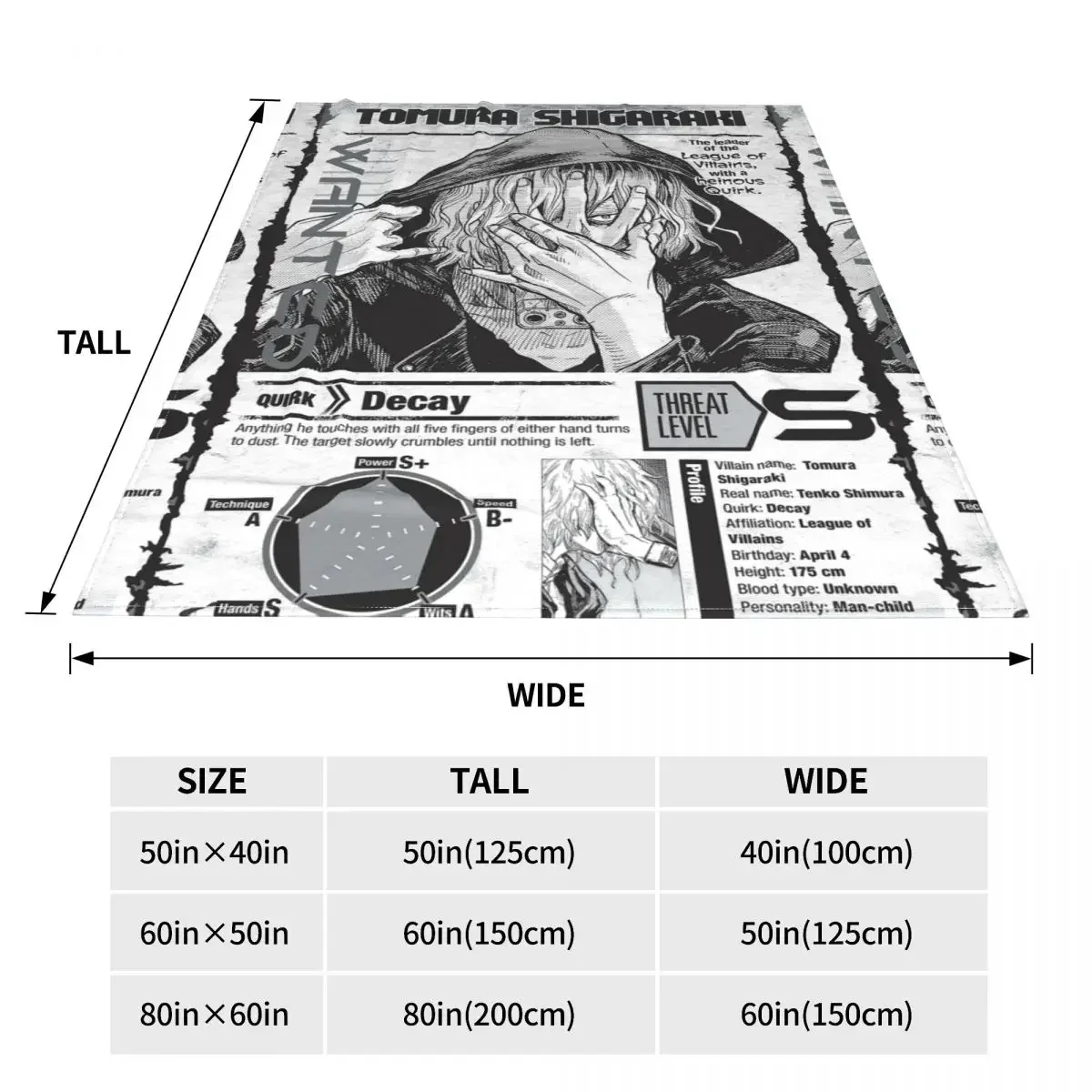 My Hero Academia Manga Tomura Shigaraki Blankets Fuzzy Throw Blanket Summer Air Conditioning Decoration Soft Warm Bedsprea