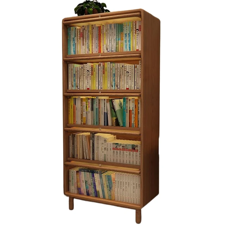 

Dust-proof bookcase with glass door, small bookshelf, shelf, floor-to-ceiling American medieval living room, all solid wood