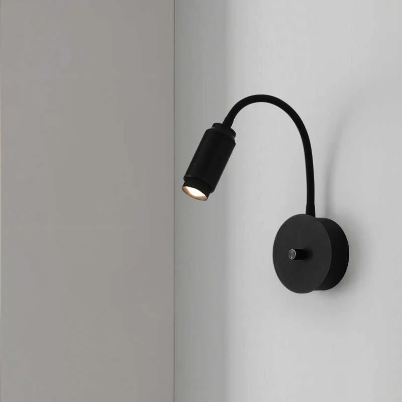 5W/7W/10W Dimmable Gooseneck Wall Reading Lamp Knob Dimming Switch Flexible Pipe Lamp Home Fixture Beam Angle Zoomable Spotlight