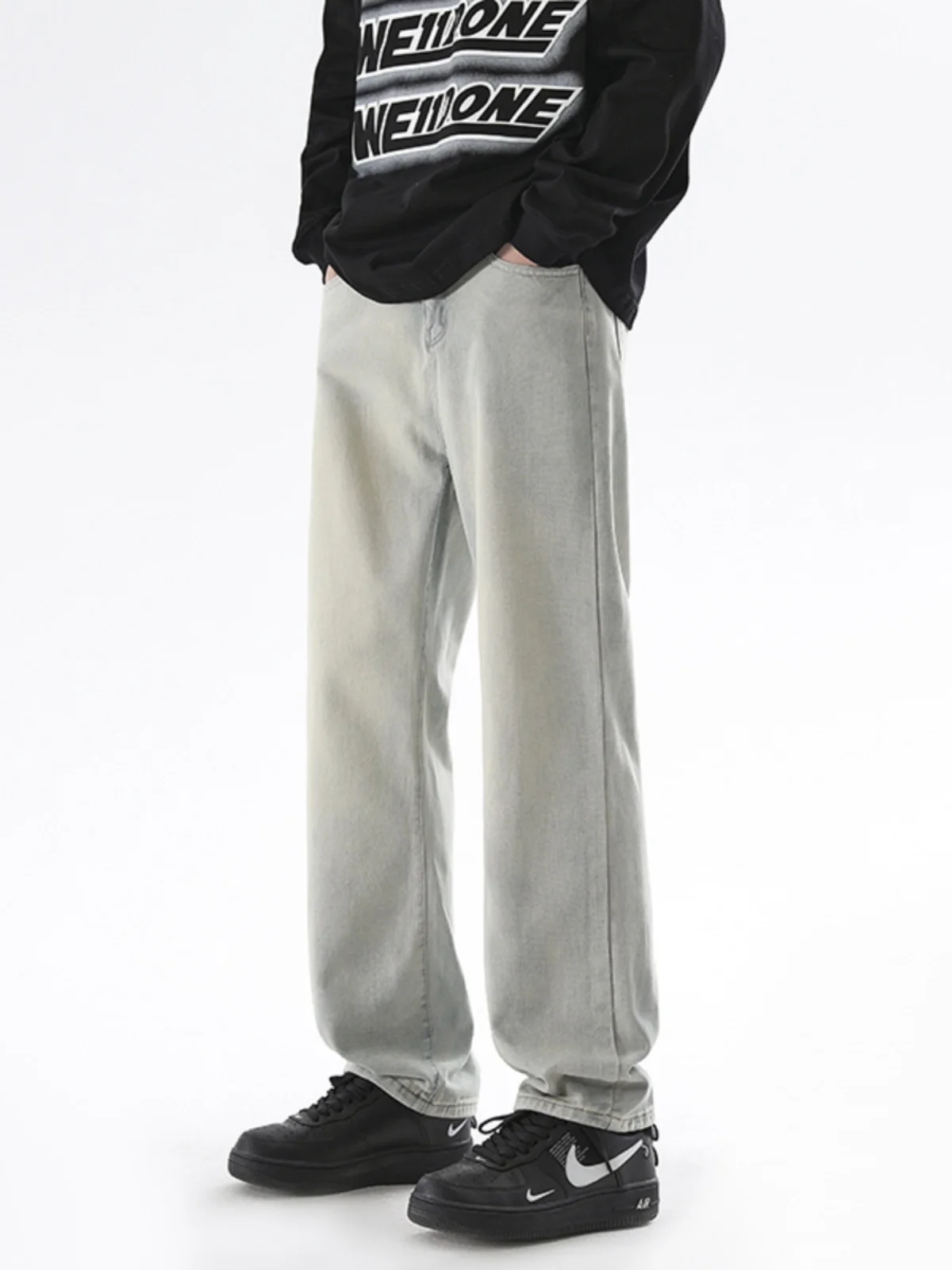 

Мужские джинсы Waed Light Slim Fit с прямыми штанинами, весенне-осенние, в стиле High Street, Cleanfit, длинные, молодежные