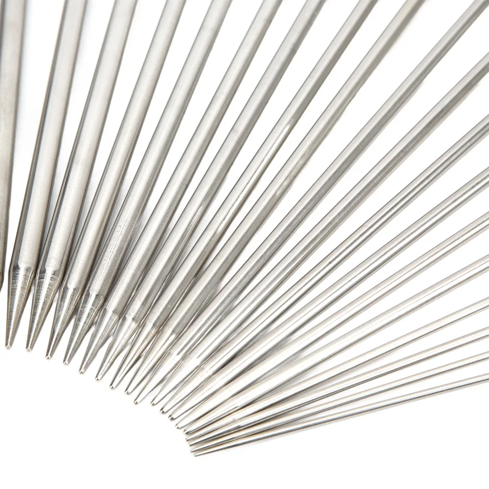 22 Pcs 25cm Length Knitting Needles Set Glossy Finish 2mm-8mm Sizes Straight Single Pointed Needles 11 Pair Sizes
